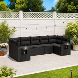 Versatile Black Outdoor Sofa Set: 7 Pieces with Storage
