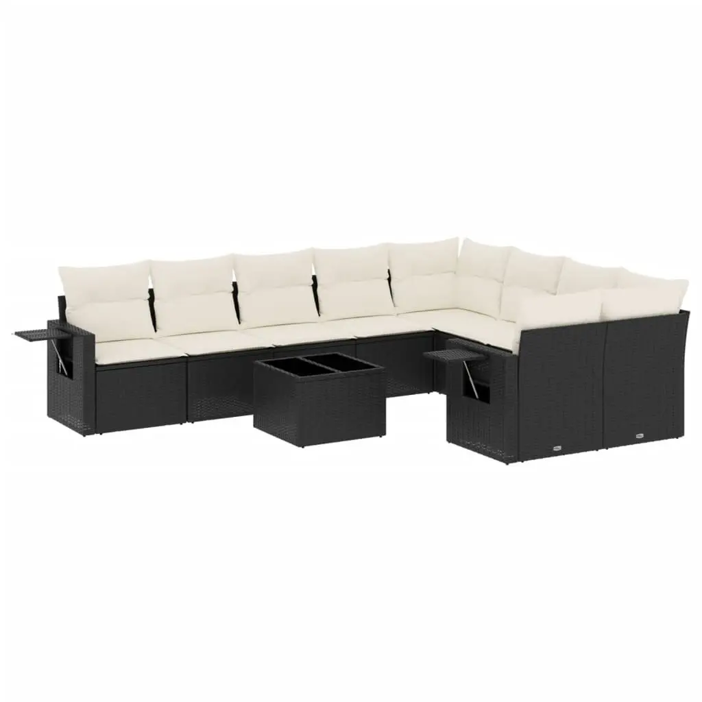 Garden Sofa Set 10 Piece Outdoor Furniture Modular Patio Black Poly Rattan