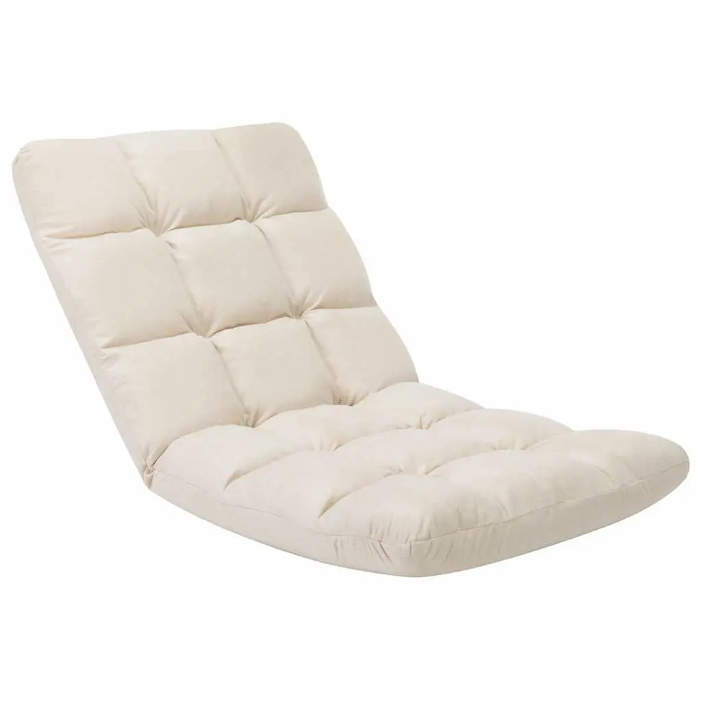 Folding Floor Chair Cream Adjustable Lounge Chaise Relaxing Indoor Outdoor