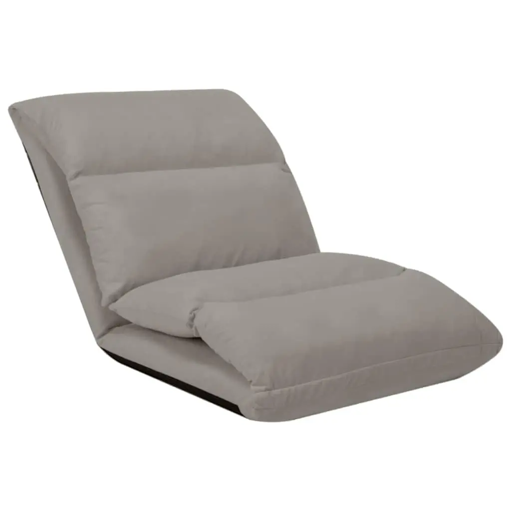 Adjustable Microfibre Floor Lounger Grey Indoor Outdoor Comfort Folding Seat