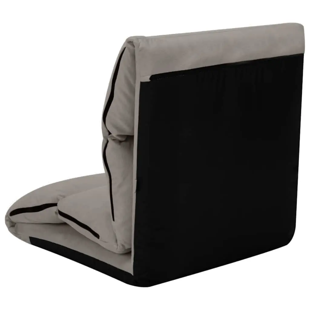 Adjustable Microfibre Floor Lounger Grey Indoor Outdoor Comfort Folding Seat
