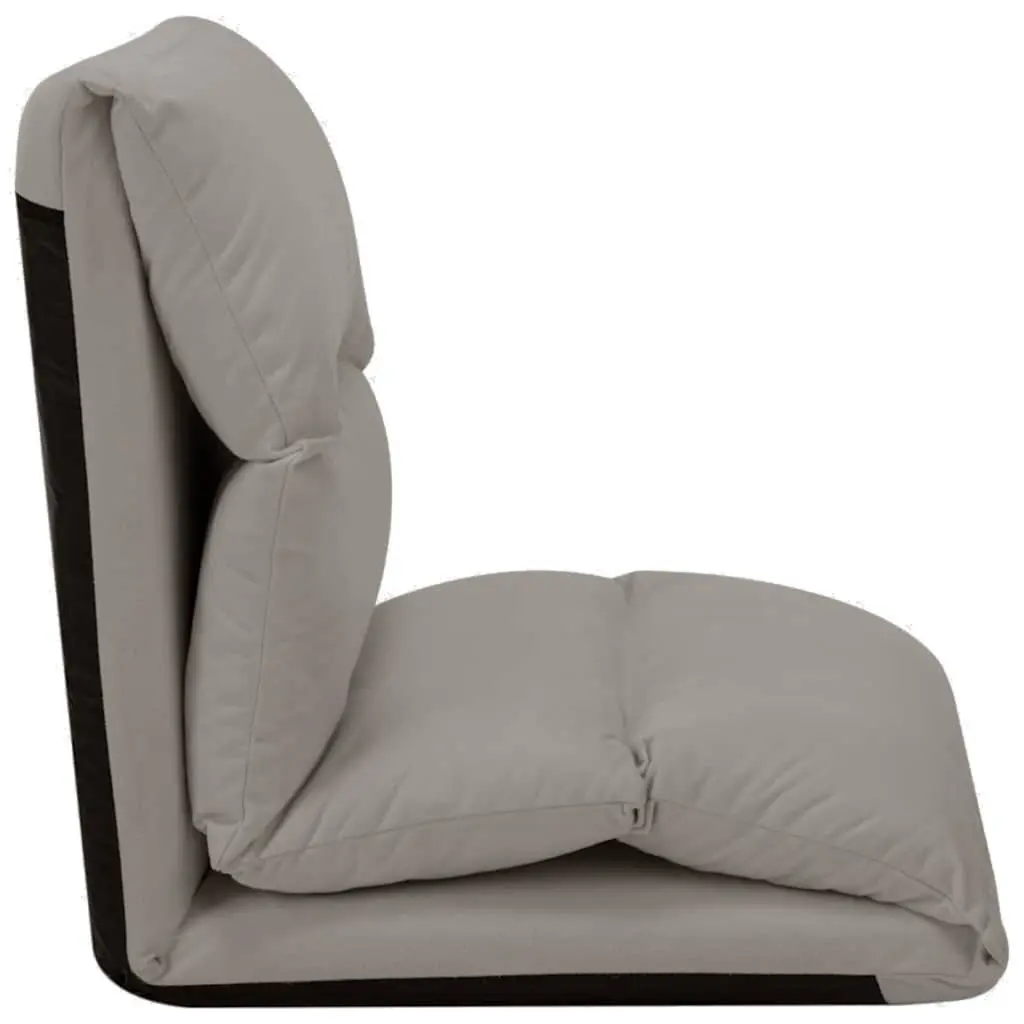 Adjustable Microfibre Floor Lounger Grey Indoor Outdoor Comfort Folding Seat