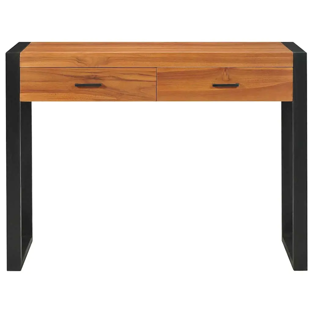 Desk with 2 Drawers Office Table 100x40x75 cm Brown Wooden Storage Furniture