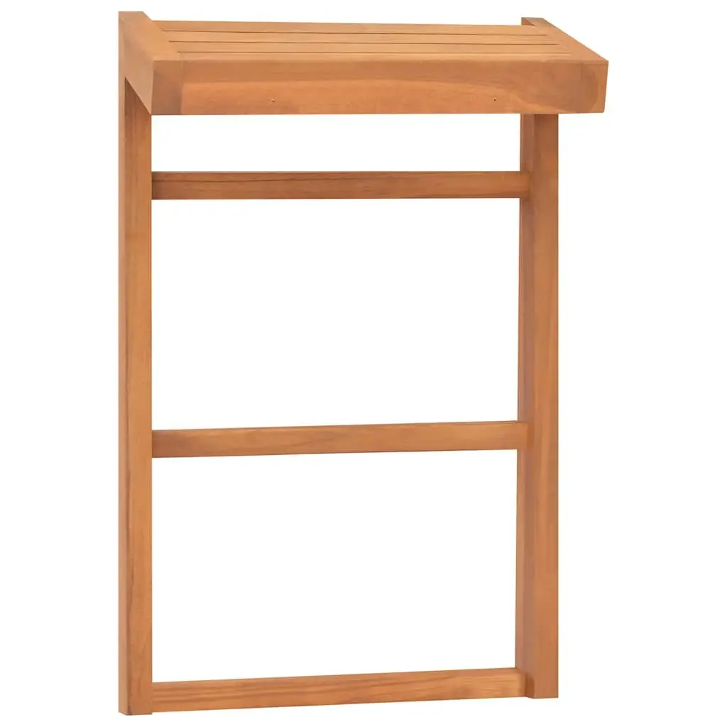 Solid Teak Wood Bathroom Towel Rack Rustic Storage Holder 2 Piece Set