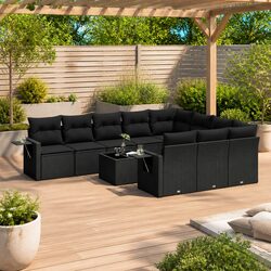 Comfortable 11 Piece Black Sofa Set for Outdoor Use