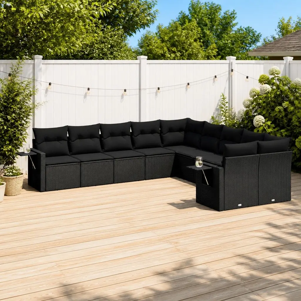 10-Piece Black Sofa Set for Outdoor Use