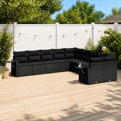 Practical 10-Piece Black Sofa Set for Outdoor Use