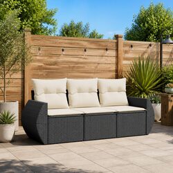 Comfortable Black Poly Rattan Sofa Set for Outdoor Use