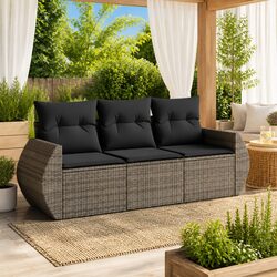 Comfortable 3-Piece Grey Outdoor Sofa Set with Storage