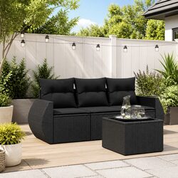 4 Piece Garden Sofa Set with Cushions - Practical and Cozy