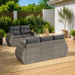 Reliable 6 Piece Grey Garden Sofa Set for Outdoor Enjoyment