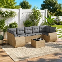 8-Piece Beige Outdoor Furniture Set - Practical and Stylish