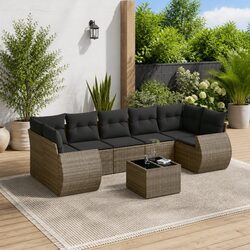 Comfortable 8-Piece Grey Patio Sofa Set