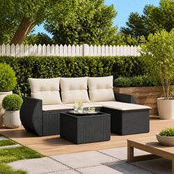 5-Piece Black Patio Sofa Set with Storage and Comfort