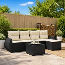 Comfortable and Functional 6 Piece Garden Sofa Set in Black