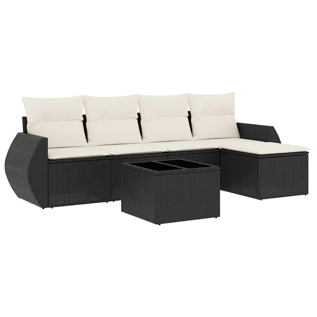 6 Piece Garden Sofa Set in Black