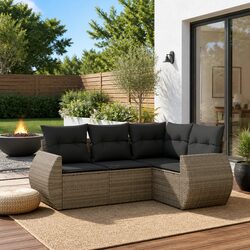 Comfortable 4 Piece Garden Sofa Set with Storage Features