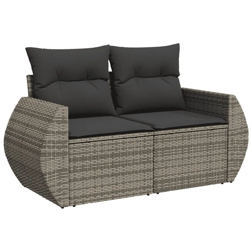 5 Piece Outdoor Garden Sofa Set with Storage Grey Poly Rattan Patio Furniture