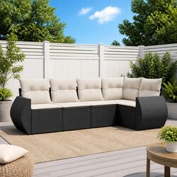Practical 5 Piece Black Sofa Set for Your Outdoor Comfort