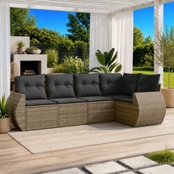 Comfortable 5-Piece Grey Garden Sofa Set with Storage Bags