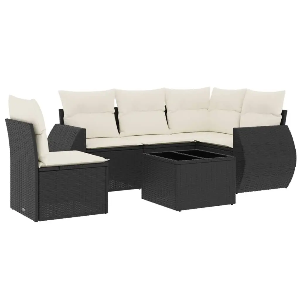 Garden Sofa Set 6 Piece Outdoor Furniture Modular Black PE Rattan Patio Lounge