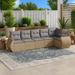 Comfortable 6 Piece Garden Sofa Set with Storage