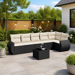 Valuable 7 Piece Garden Sofa Set with Hidden Storage