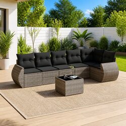 Comfortable 7-Piece Grey Outdoor Sofa Set