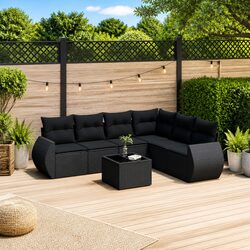 Warm and Inviting 7 Piece Garden Sofa Set with Storage