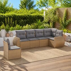 Warm and Inviting 6 Piece Garden Sofa Set in Beige