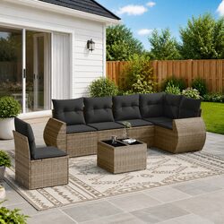 Reliable and Stylish: 7 Piece Garden Sofa Set in Grey