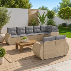 Comfortable Beige 8 Piece Garden Sofa Set for Your Home