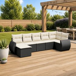 Value-Driven 7 Piece Black Garden Sofa Set