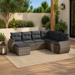 Comfortable 7 Piece Garden Sofa Set with Storage