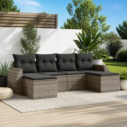 Comfortable Grey 6 Piece Garden Sofa Set with Storage