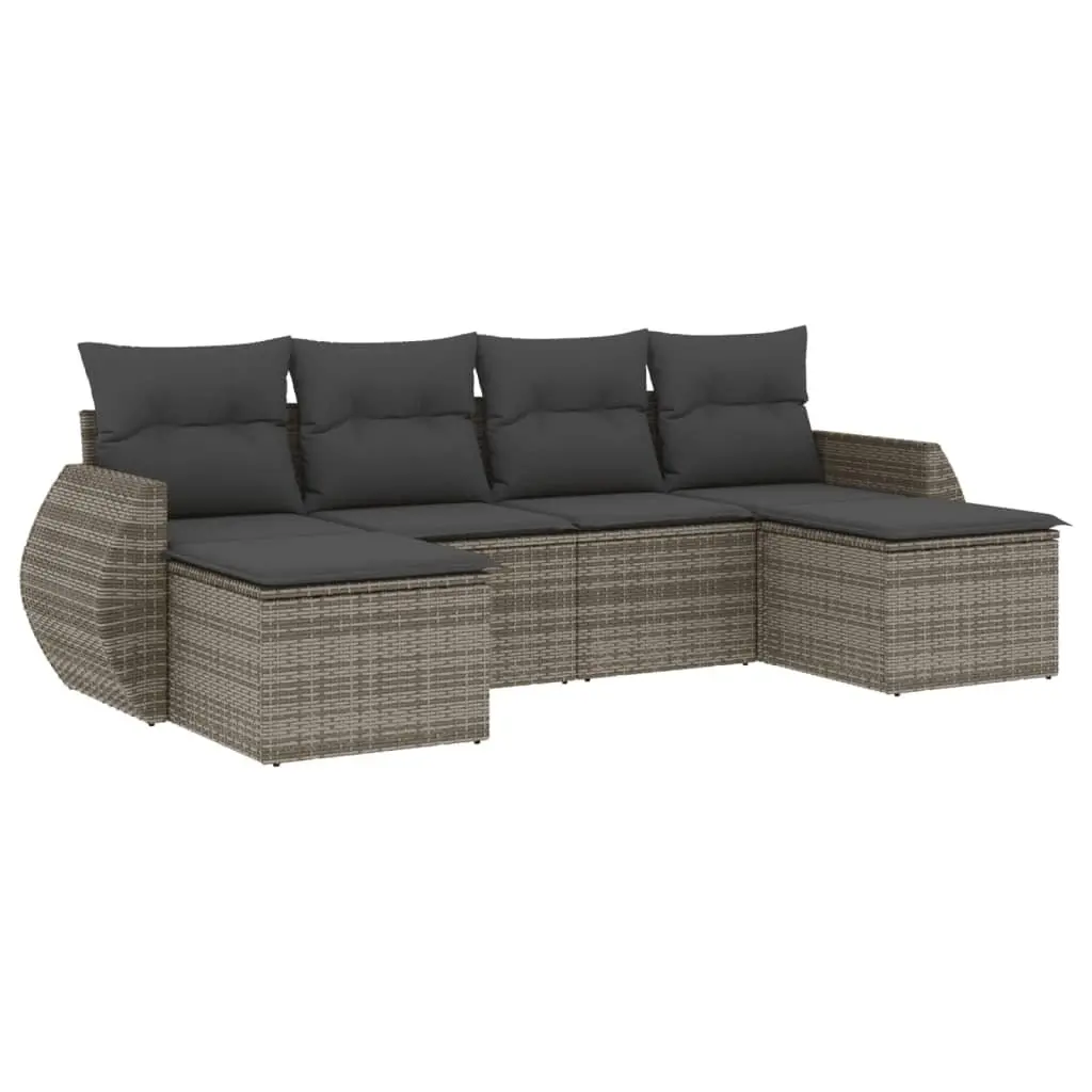 Grey 6 Piece Garden Sofa Set with Storage