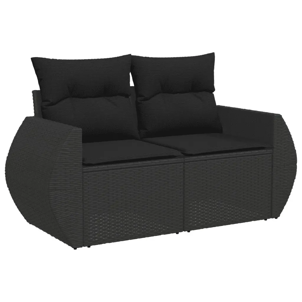 Garden Sofa Set 8 Piece Outdoor Furniture Black PE Rattan Patio Seating