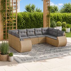 Comfortable 9 Piece Garden Sofa Set in Beige Color
