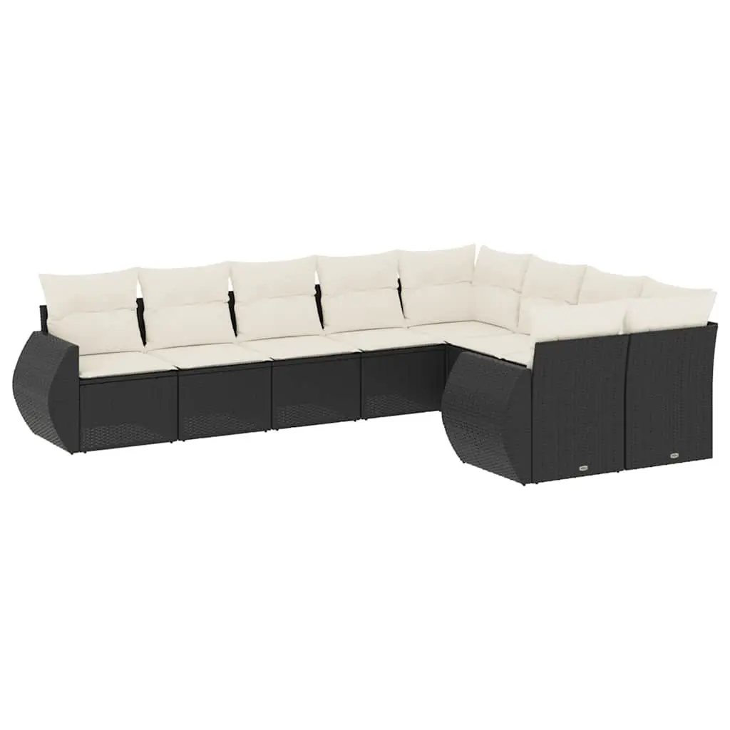 Garden Sofa Set 9 Piece Outdoor Furniture Seating Poly Rattan Black