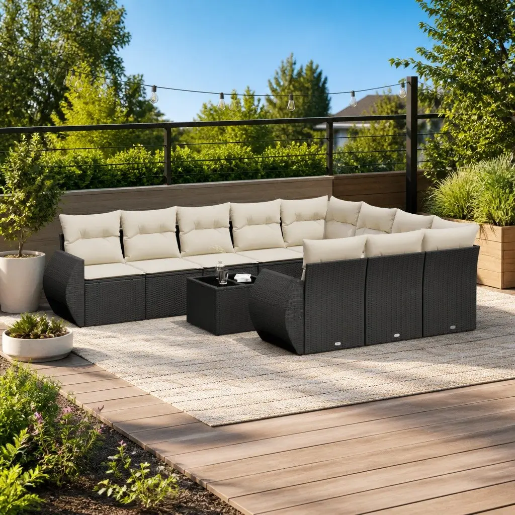 11 Piece Garden Sofa Set Outdoor Furniture Patio Lounge Black