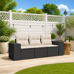 Warm and Welcoming Black Garden Sofa Set with Cushions