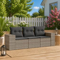 Comfortable Grey Rattan Garden Sofa Set with Storage