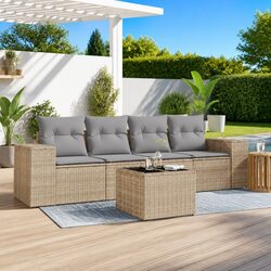 Comfortable and Practical 5-Piece Beige Garden Sofa Set