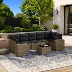 Comfortable and Durable 8-Piece Grey Sofa Set for Outdoors