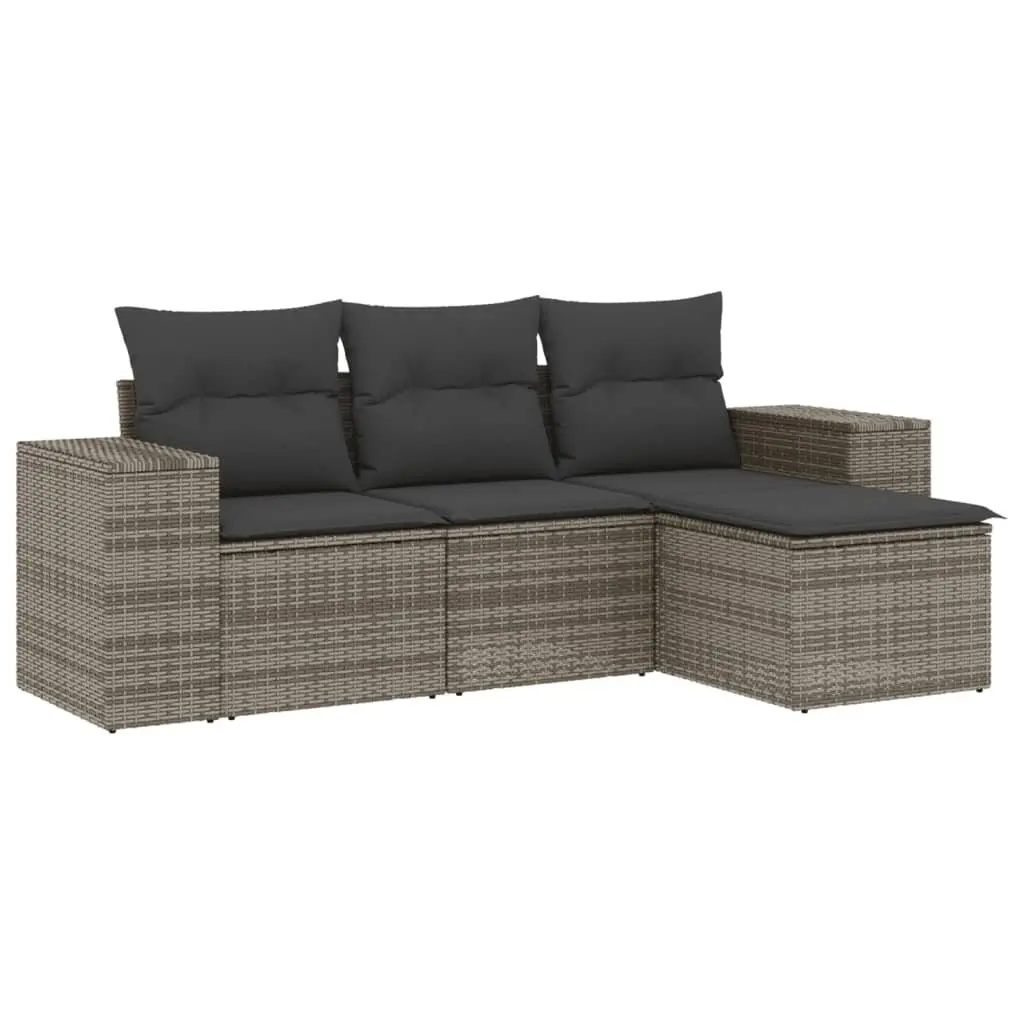 Garden Sofa Set 4 Piece Grey Outdoor Furniture Patio Lounge with Cushions