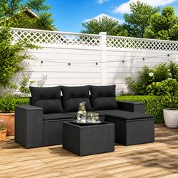 Comfort Meets Value in 5 Piece Black Rattan Garden Sofa Set