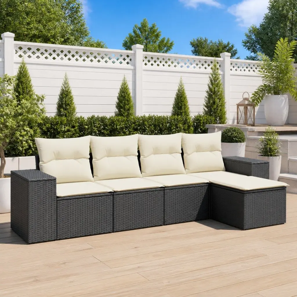 Garden Sofa Set 5 Piece Outdoor Furniture Patio Seating Black