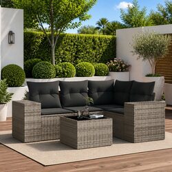 Comfortable 5-Piece Grey Outdoor Sofa Set