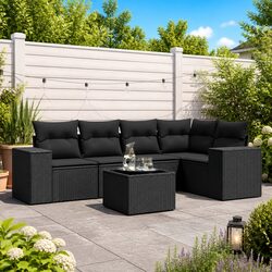Comfort and Value: 6-Piece Black Garden Sofa Set