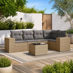 Comfortable 6-Piece Garden Sofa Set in Beige with Storage